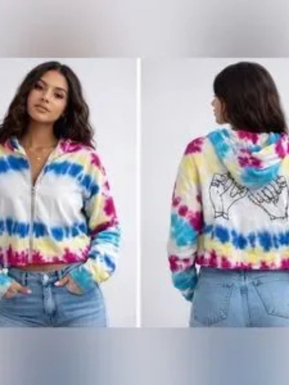 NWOT Lauren Moshi (Item- 702) Multi Tie Dye Irma Pinky Swear Zip Sweat Hoodie XS